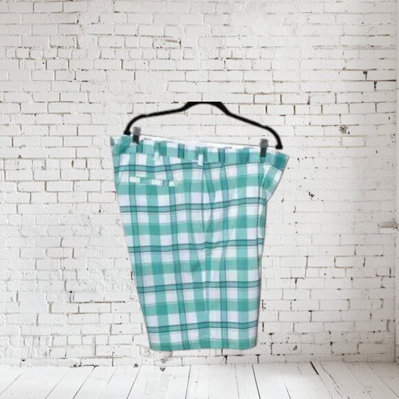 Alan Flusser Golf Short Plaid Turquoise Men's - Picture 3 of 6